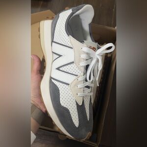 New Balance Men's White and Gray Perforated Sneakers